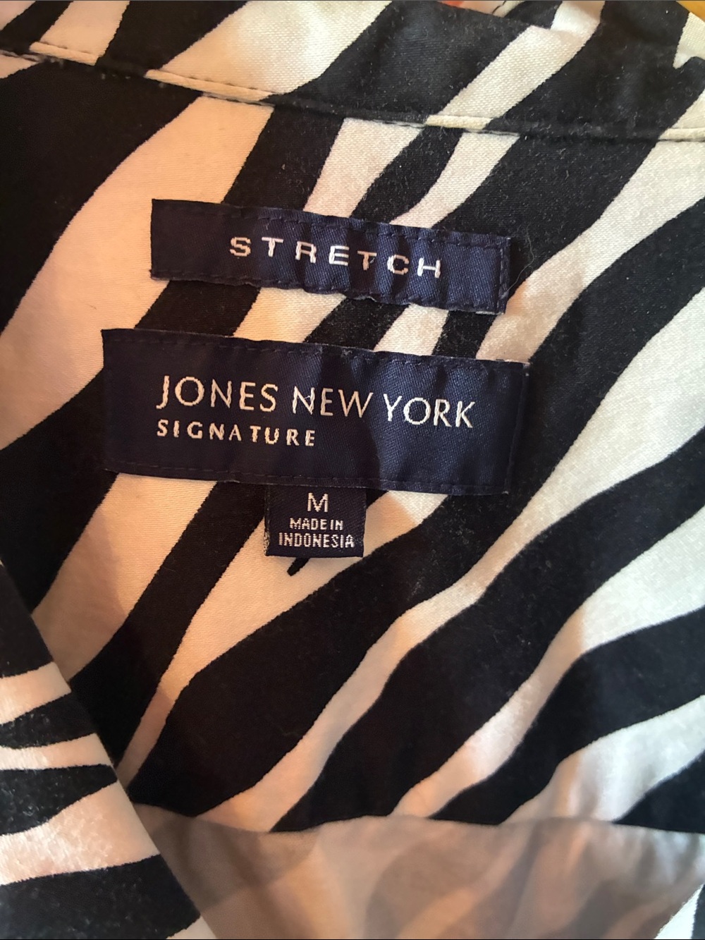 Jones New York Black & White Zebra-Print Button-Down Shirt - Picture 2 of 4